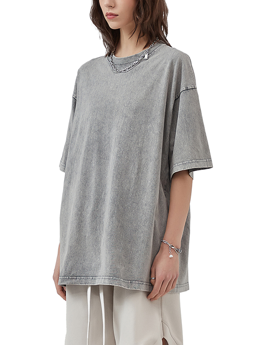 Oversize Snow Washed T-Shirt #R00037 | TAPSTITCH-11